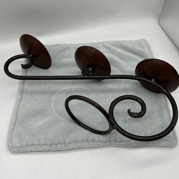 Wrought Iron Scroll Triple Pillar Candle Table-top Feature/Holder - Picture 12 of 15